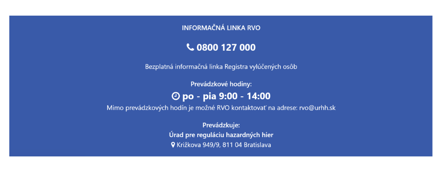 Oznámenie o spustení informačnej linky Registra vylúčených osôb 0800 127 000